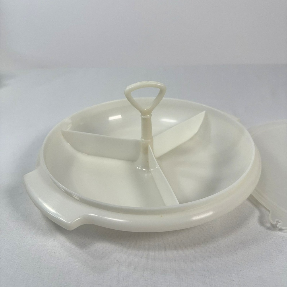 Vintage Tupperware Suzette 3 Section Relish Serving Tray 608 With Lid